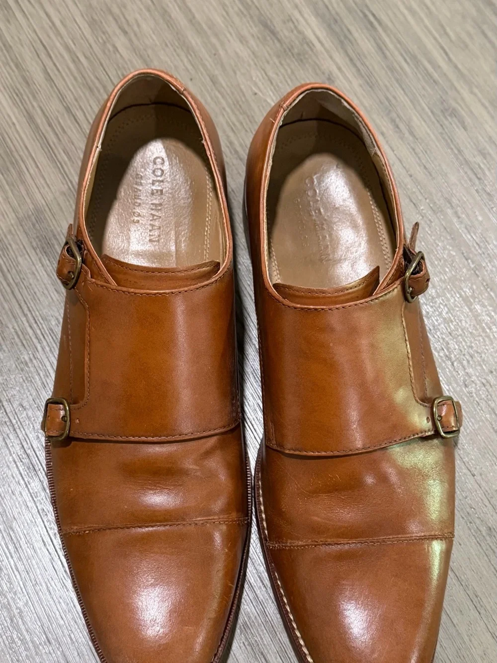 Cole Haan Men's Cognac Double Monk Strap Leather Shoes
